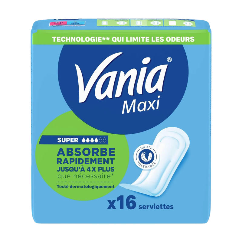 Serviettes Hygiéniques Sans Ailettes Super Maxi Confort Vania Le Pack De 16 Serviettes Hygiéniques