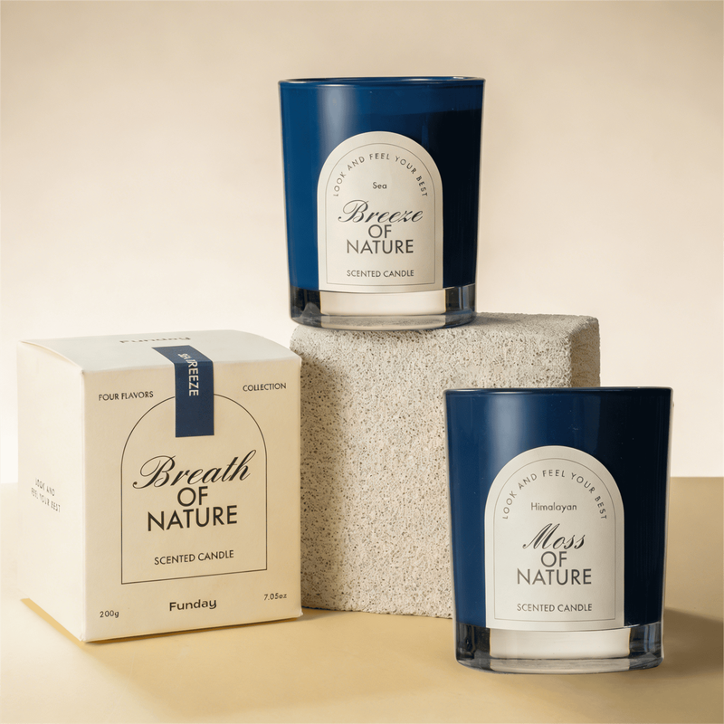 Thick-Bottom Cup Scented Candle - Breath of Nature, Sea Breeze (Blue), 200G, 1PC