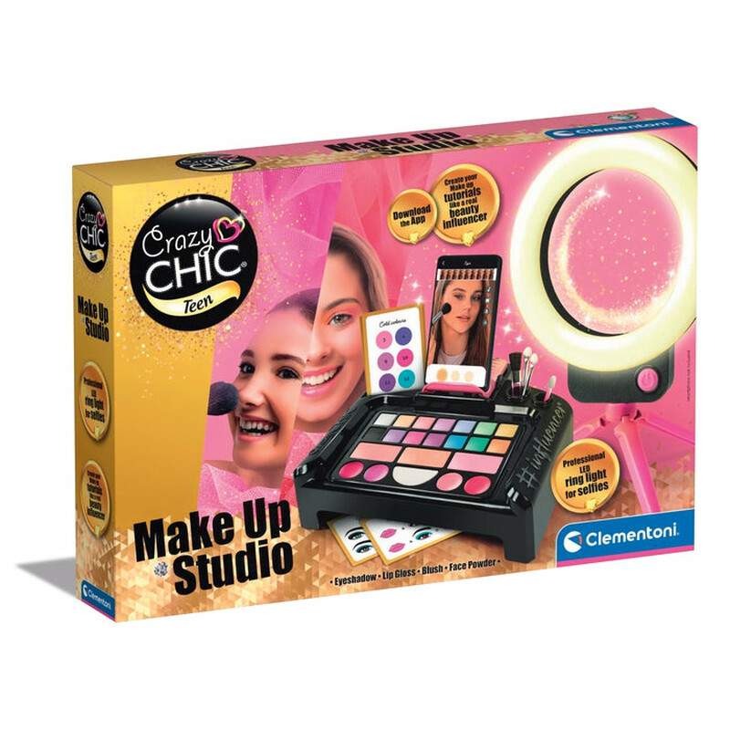 Clementoni Crazy Chic make-up artiest studio - meerkleurig, 14 oogschaduws, 3 blushers, 4 lipglossen
