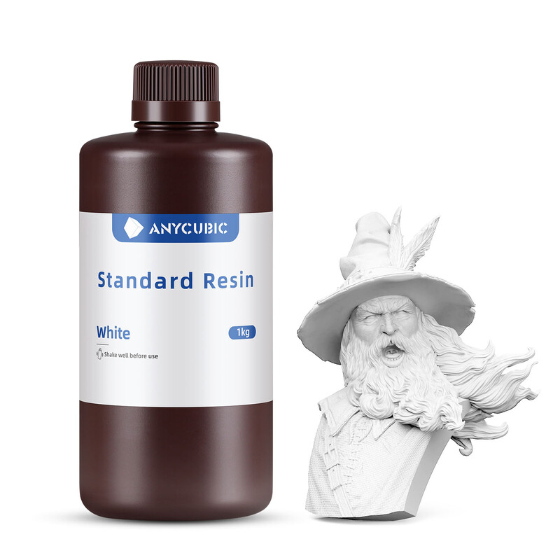 ANYCUBIC standaard resin 405nm UV snelle uitharding voor LCD/DLP/SLA 3D-printers, wit, 1 kg