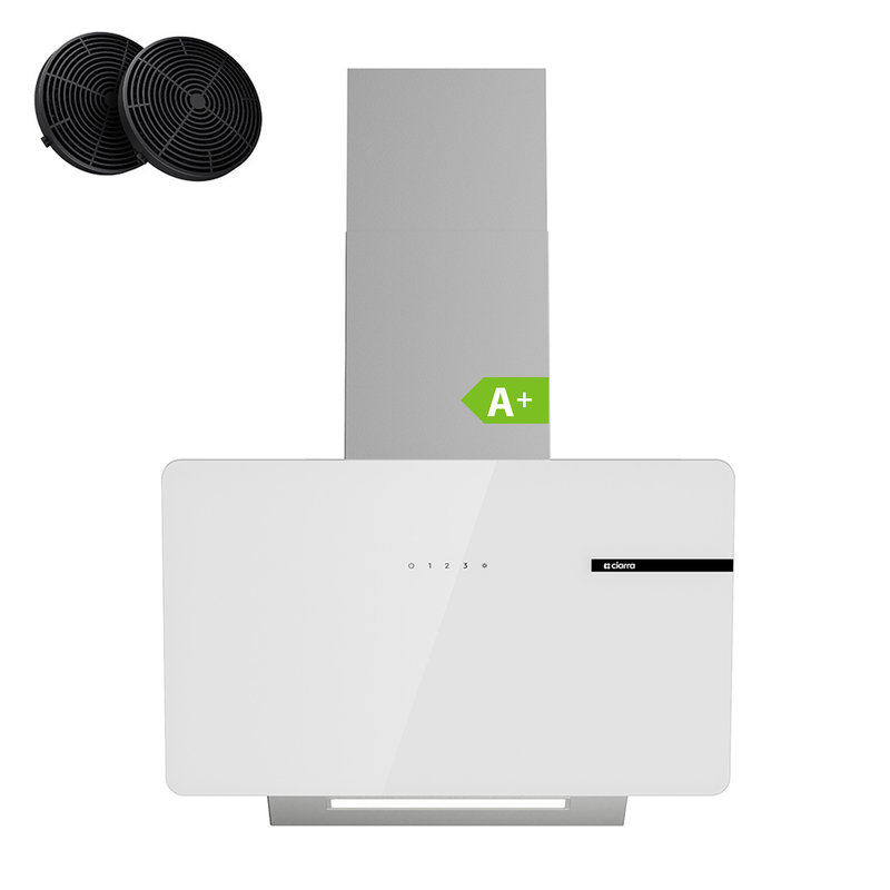 60cm Angled Cooker Hood, Touch Control, 580 m³/h, Glass & Stainless Steel with Option