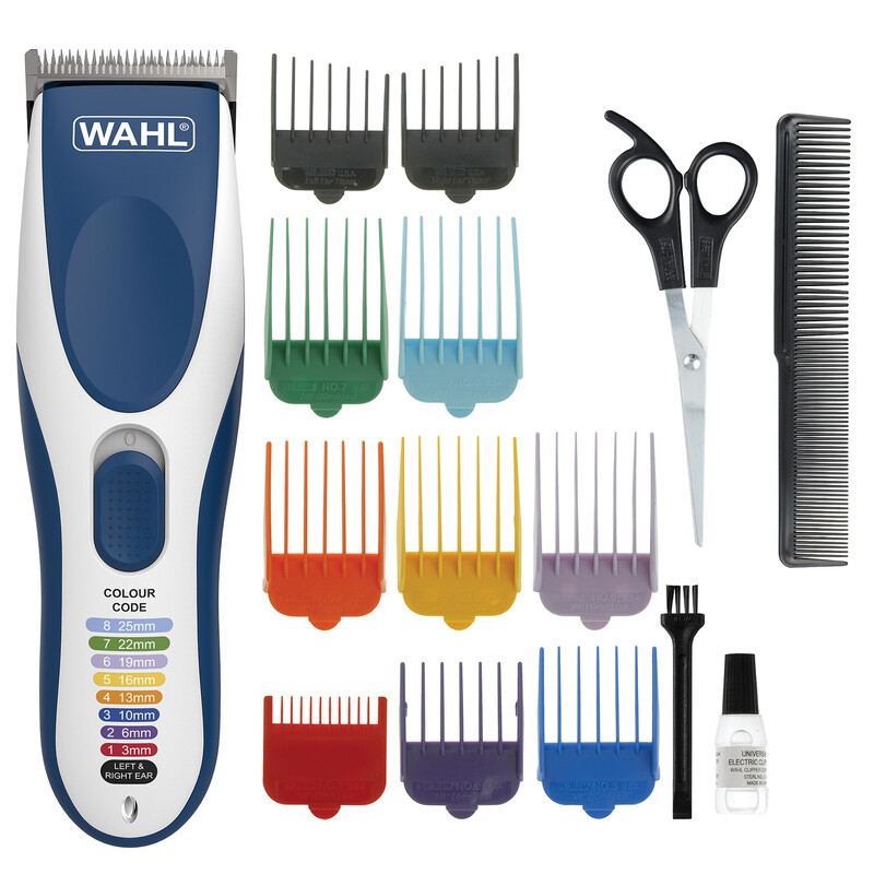 Colour Pro Cordless Clipper Kit, Colour-Coded Combs Rechargeable, 9649-017, Blue