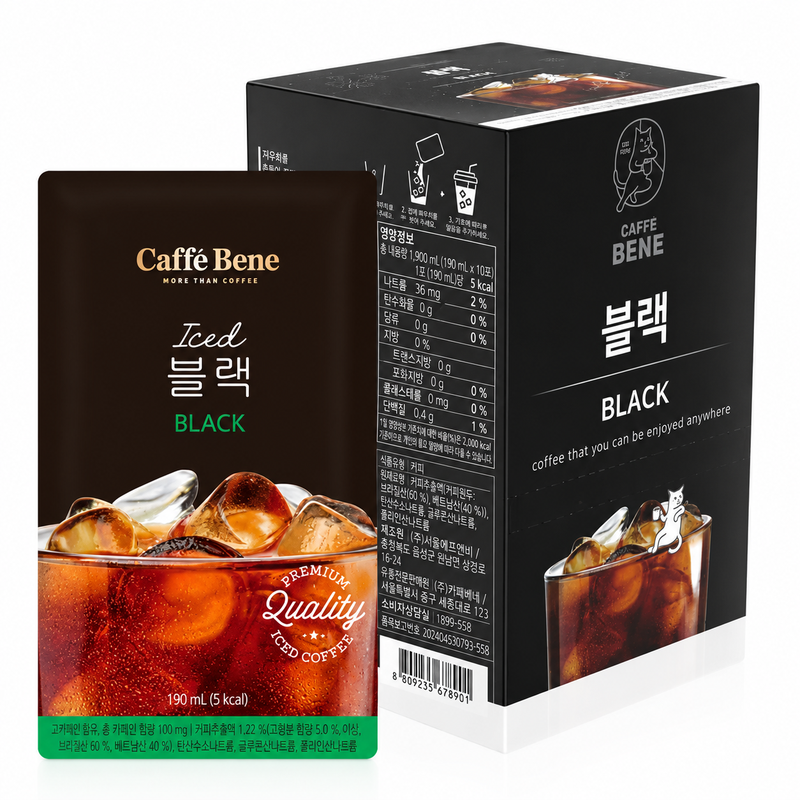 Caffe Bene Black Pouch 190 ml × 10