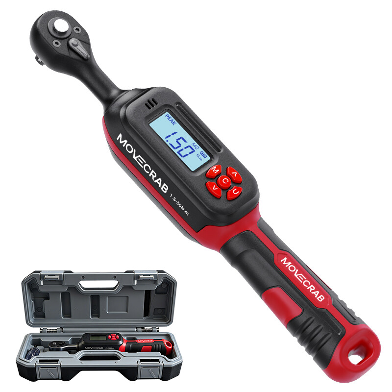 Movecrab Digitaler Drehmomentschlüssel 1-20 Nm ±2 % Genauigkeit Bidirektionale Ratsche Vibrations- und Summton LED-Warnung Voreingestellter Modus Professionelle Kalibrierung