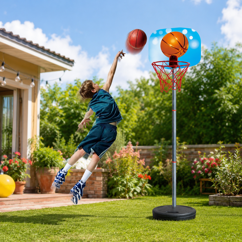 Verstellbares Basketballkorb-Set für Kinder, 1 Set, höhenverstellbar, freistehender Standfuß