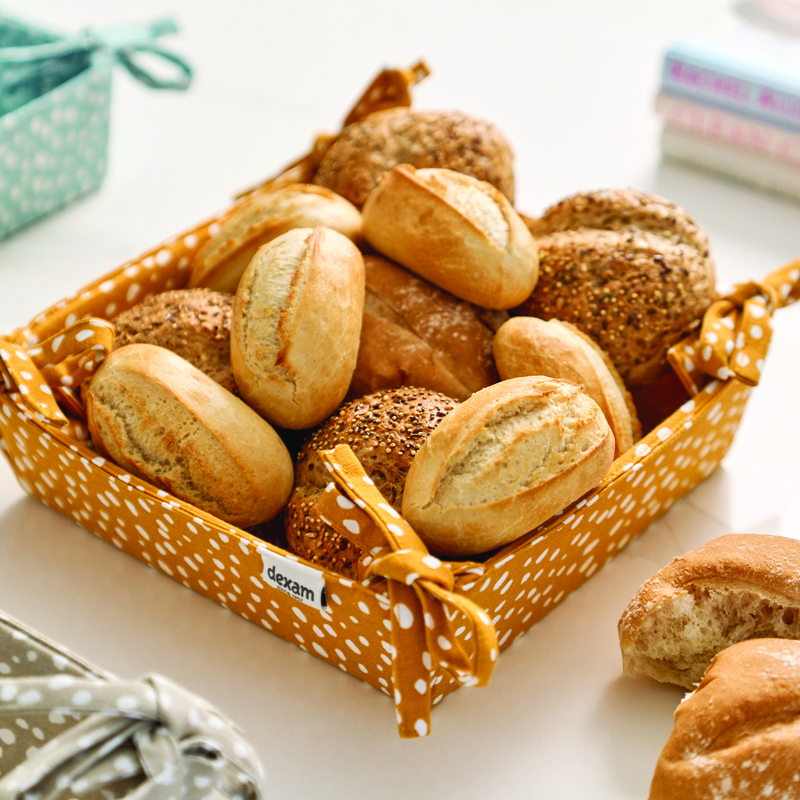 Fabric Bread Basket Sintra Spotted 100% Cotton Ochre