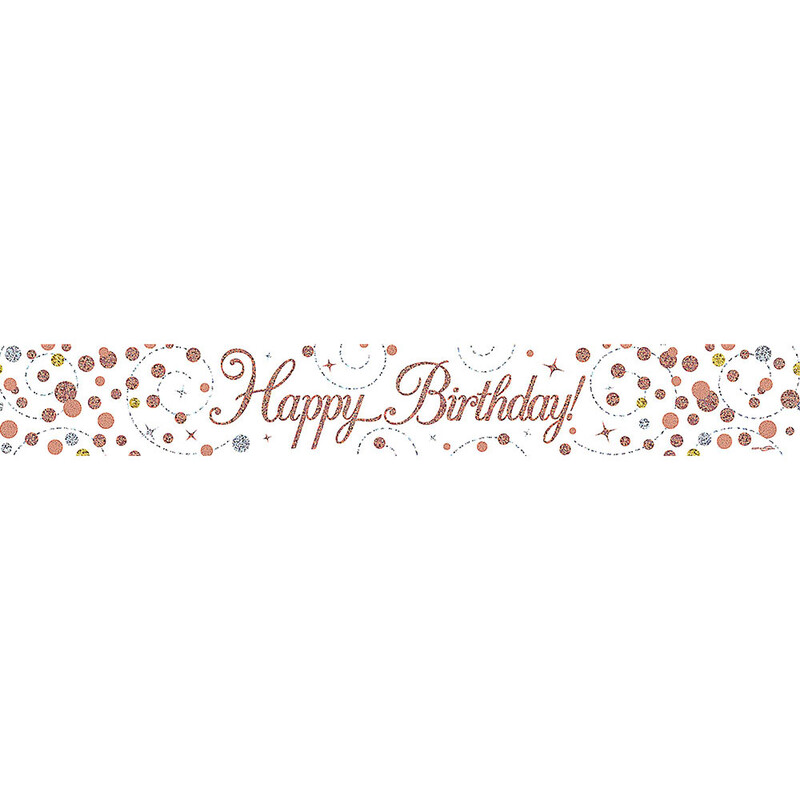 Rose Gold Holographic Happy Birthday Banner 9FT