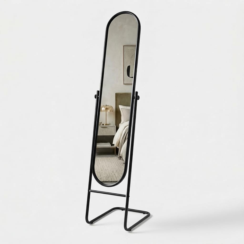 Harbour Housewares Full-Length Round Freestanding Mirror 153 cm x 30 cm - Black