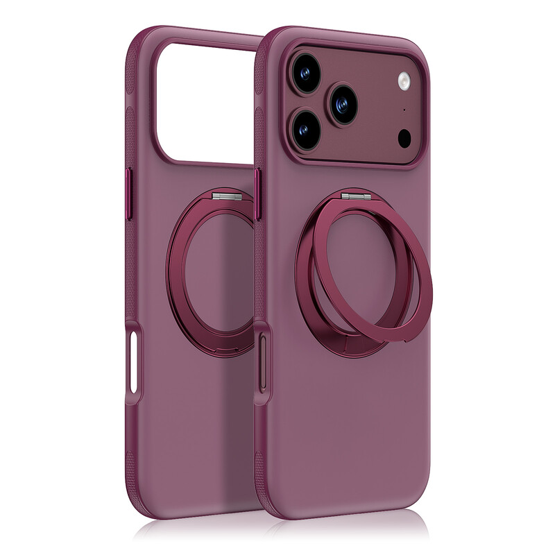 IM-CHEN iPhone 18 Pro Max Hülle, Kompatibel mit 17 Pro Max, Hautfreundlicher Touch, Rutschfester Rahmen, 360° drehbare Ständer-Version, Burgunderrot, 1 Stück