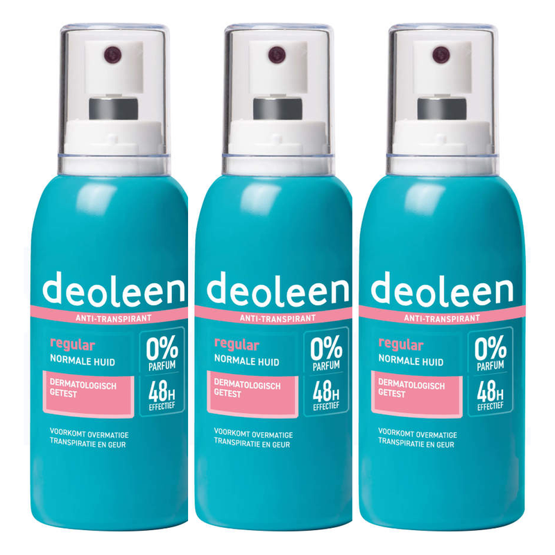 DEOLEEN Regular pompspray anti-transpirant 75 ml (3-pack)