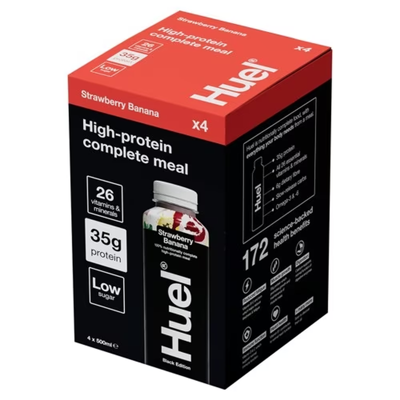 Huel Black Edition Ready To Drink Strawberry & Banana 4 X 500Ml