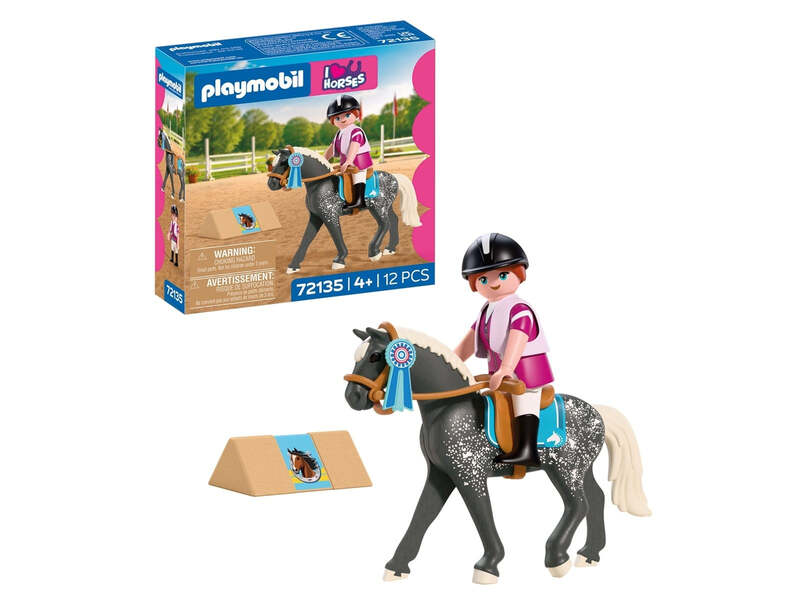 PLAYMOBIL Springreiten-Set: Detailreiches Spielzeug-Figuren-Set für kreative Reitabenteuer und Turnierfantasien