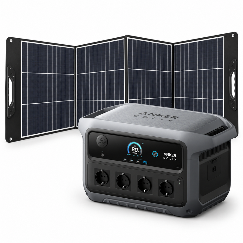 Anker SOLIX C2000 Gen 2 tragbare Powerstation mit SWAREY 200 W Solarpanel, 2048 Wh LiFePO4-Akku, 2400 W AC-Ausgang, Solargenerator-Kit für …