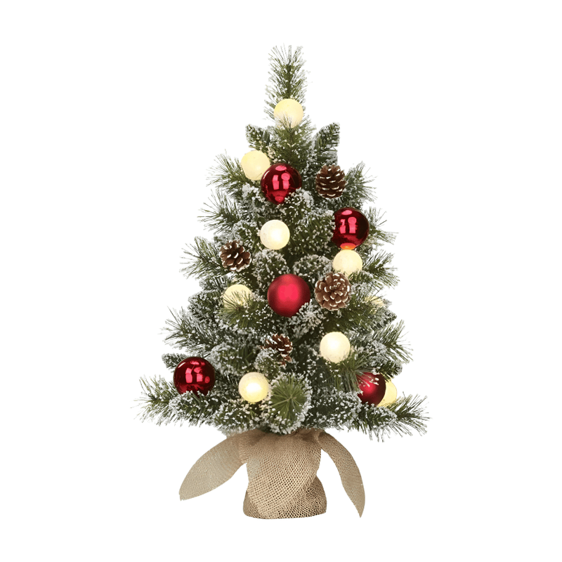Black Box Trees mini kunstkerstboom Kaprun kerstbal rood met 10 warmwitte lampjes D 39 H 60 cm