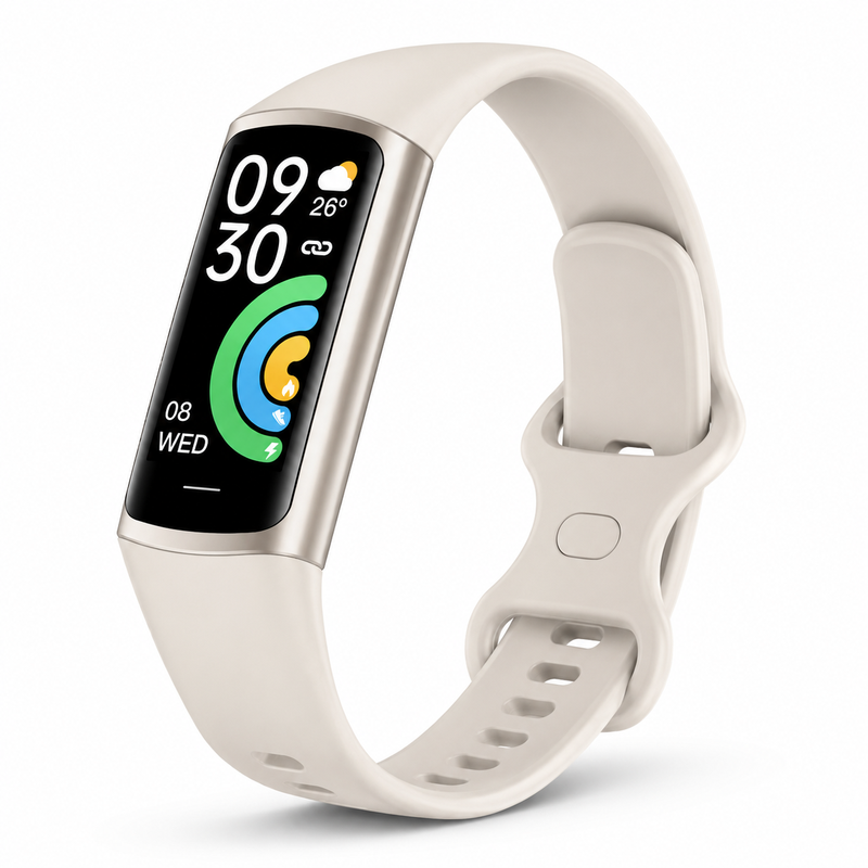 VoxorAI C68 White Touchscreen Smartwatch for Men and Women/Measures Heart Rate, Sleep, Blood Pressure, Blood Oxygen, and Body Temperature/IP67 Water Resistance/30-Day Standby Time/Supports 13 Languages /Multiple Sports Modes/Compatible with iPhone and Android