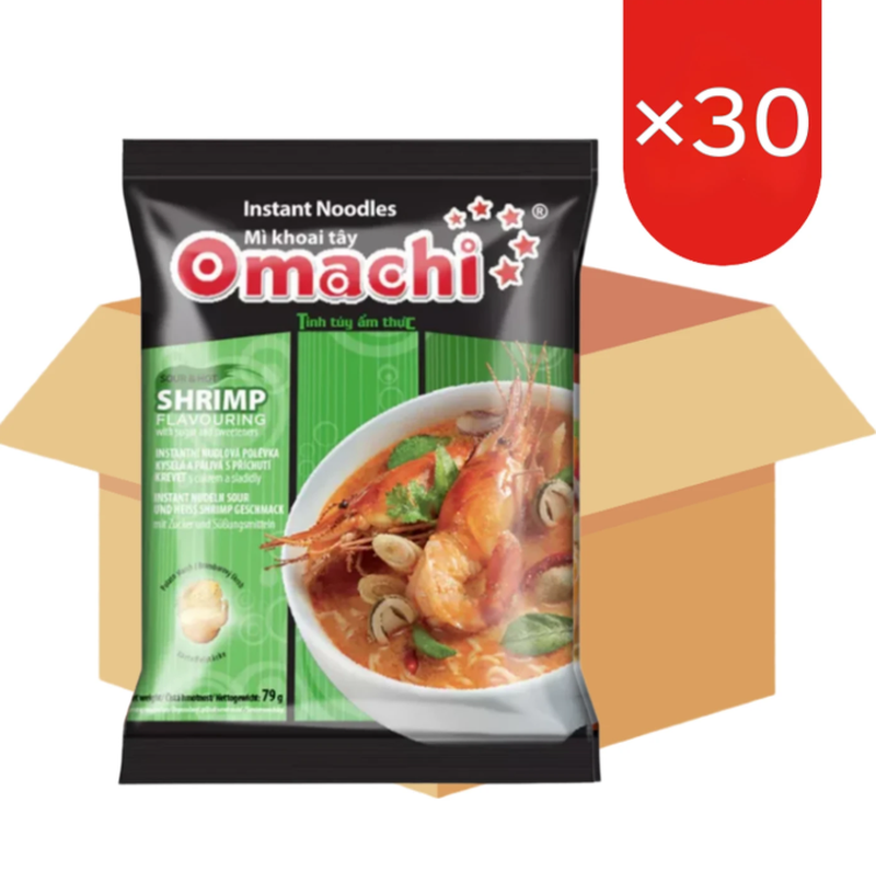 Omachi Instant-Kartoffelnudeln Hot & Sour Shrimp 30 x 79 g (1 Karton)