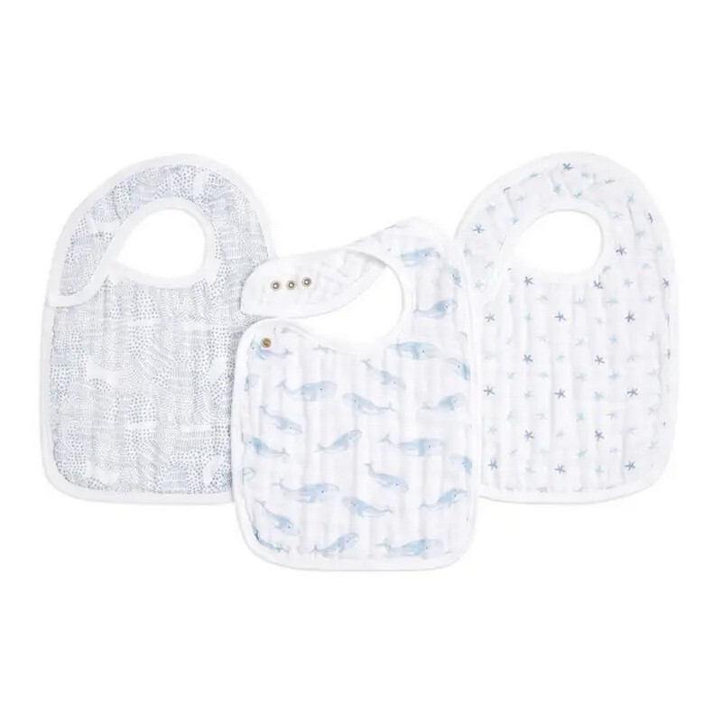 ™ Boutique Cotton Muslin Snap Bibs 3 Pack Oceanic