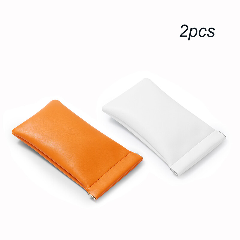 Oirlv 2 stuks Automatisch sluitende mini make-uptas Waterdichte PU-leer oordopjes opbergtas Muntas Zero-portemonnee Lippenstift sieraden opbergtas