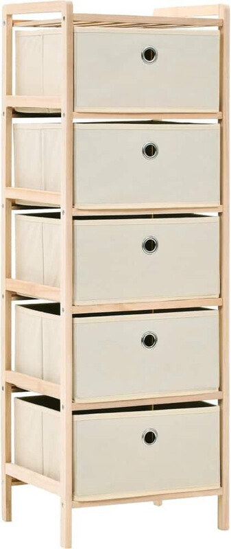 Meuble de rangement vidaXL avec 5 paniers en tissu beige cèdre
