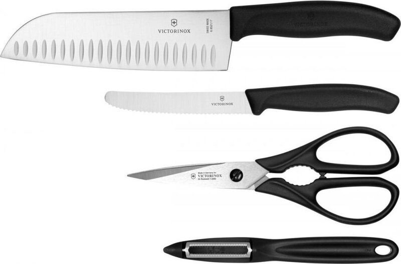 Victorinox Zwitsers Klassiek Keukenmes Set - 4 Stuks, Zwart