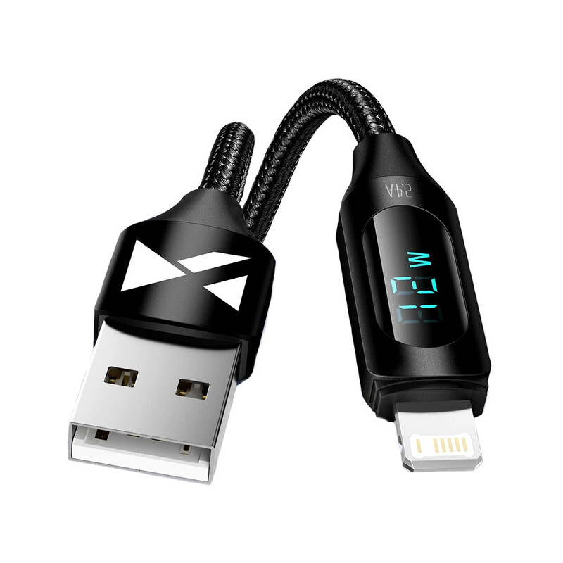 Wozinsky WUALC1 Schwarz USB-A auf Lightning Kabel mit LED-Anzeige 2,4A 1m
