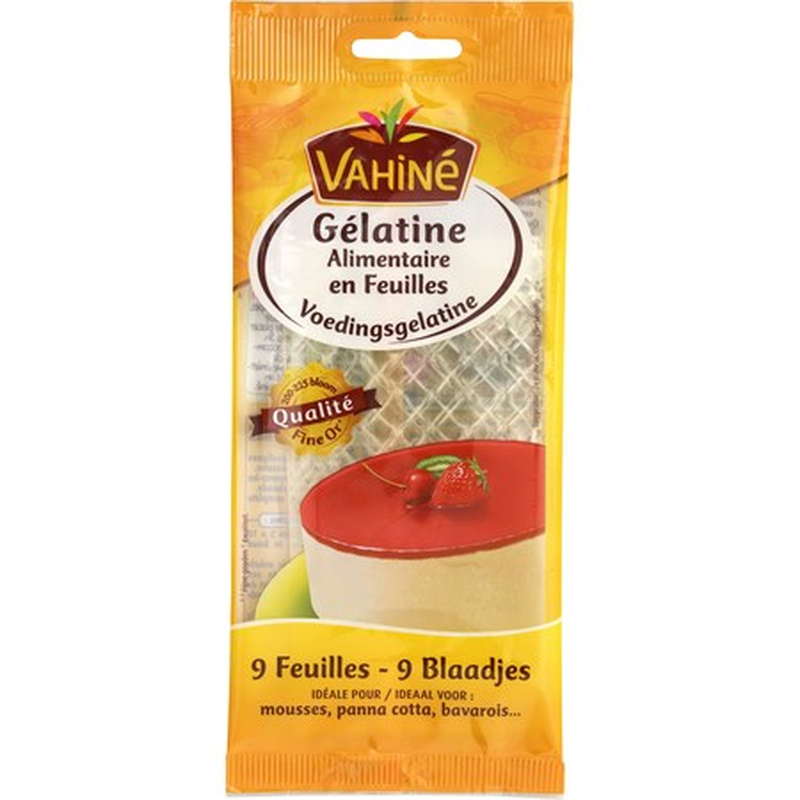 Gélatine Alimentaire En Feuilles Vahine Le Paquet De 9 Feuilles 17 G