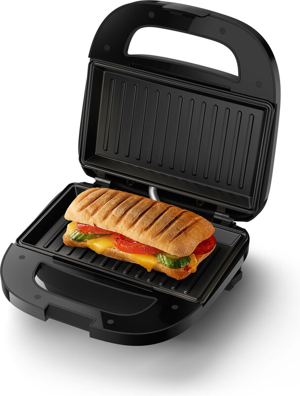 PHILIPS Tosti Apparaat HD2330/90 - 750 W - Antiaanbaklaag - Snoeropbergsysteem - Verticaal op te Bergen - Easy Lock Systeem - Zwart