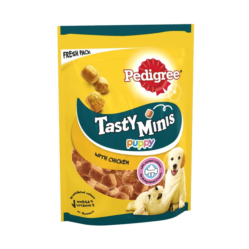 Tasty Minis Puppy Dog Treats Chicken Chewy Cubes 125g