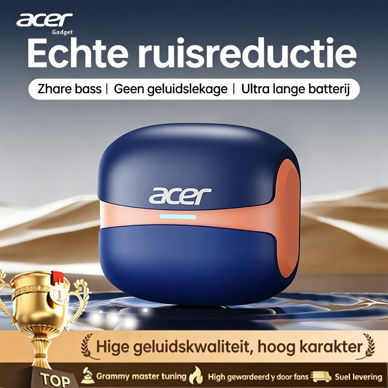 Acer OHR548 Draadloze in-ear oordopjes, Super lange stand-by, Bluetooth 5.4, HIFI high-definition decoding, 3D surround sound, Touchbediening, Ruisonderdrukking tijdens bellen, Met oplaadcase met digitaal display, Cadeau-aanbevelingen
