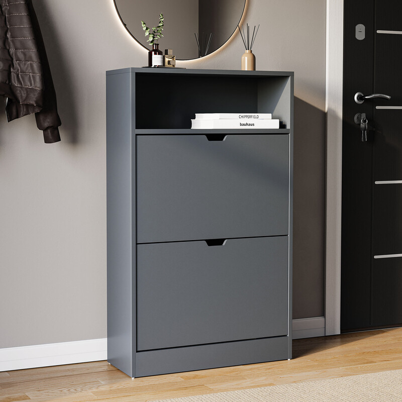 Vida Designs Shoe Cabinet with Shelf 2 Doors Grey