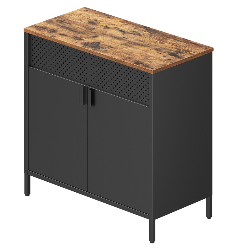 Ochama Vrijstaande Opbergkast met Deur, Verstelbare Plank, Ruimtebesparend Dressoir, Zwart