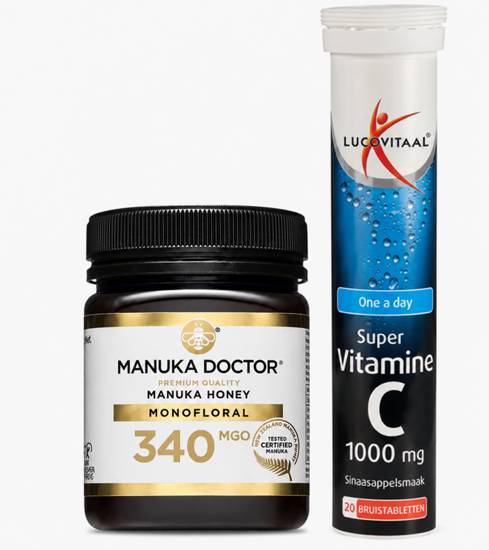 Miel de Manuka MGO 340 (250 g) x Vitamine C (20 comprimés)