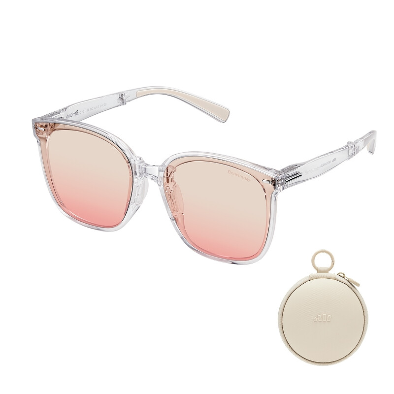 FD421, Oversized Foldable Sunglasses, UV400 & Anti-Glare Lenses, Lightweight Blush Fr