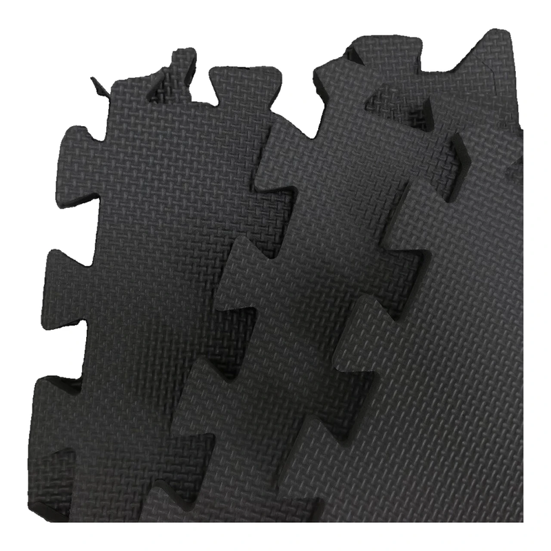 Benarita Baby Playmat: 12x12 Inch Interlocking Foam Floor Mats, 6-Pack in Black, Non-Toxic EVA for Playroom Safety & Motor Skills