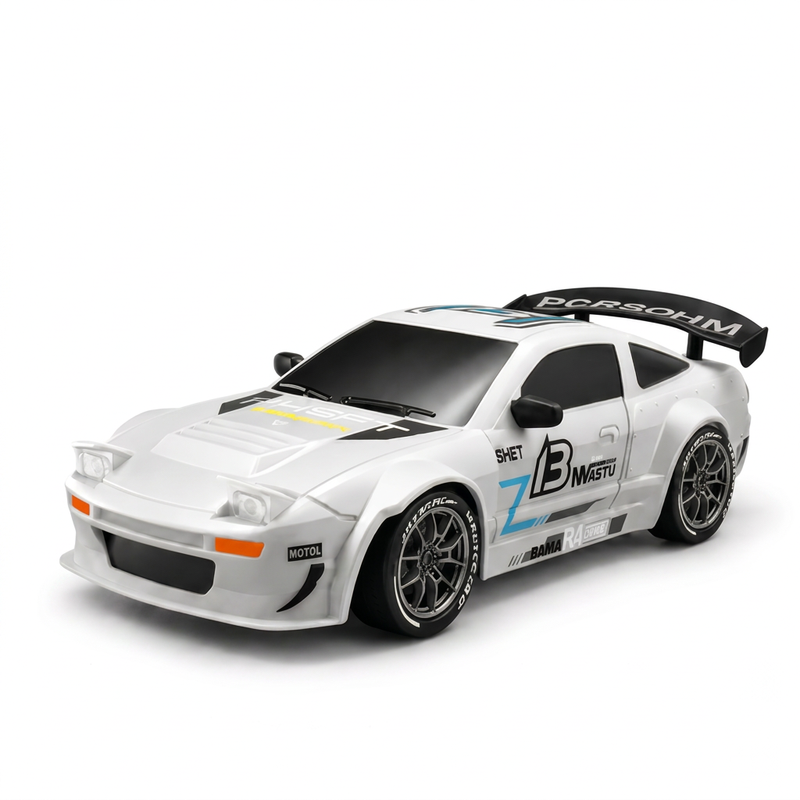 1:24 4WD RC Drift Auto SKU-A, Einstellbares Gyro, LED-Lichter, Doppelreifen, Lithium-Akku & Federung mit vollem Zubehör für erwachsene & jugendliche Hobbyisten, 1er-Pack Weiß