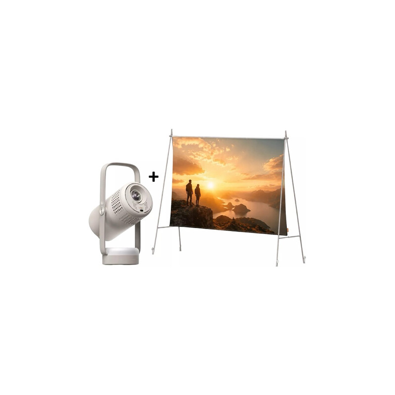XGIMI Vibe One draagbare projector, Full HD 1080p, Google TV, 250 ISO lumen, JBL-audio, Ingebouwde batterij + projectiescherm met standaard, Match Night EU Edition