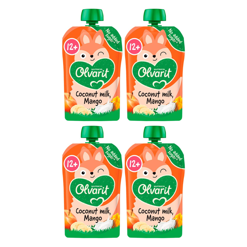 Olvarit Fruit à presser Lait de coco et mangue 100 g*4