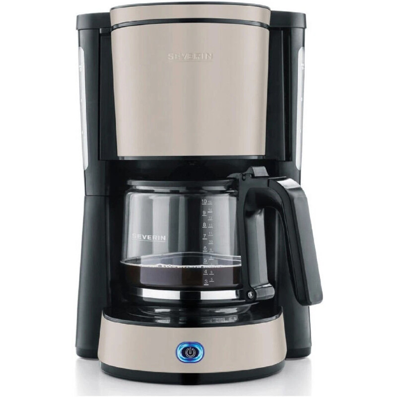 Severin Filterkaffeemaschine mit Glaskanne (1000W) - Automatische Abschaltung, Edelstahl-Design in beige/schwarz für aromatischen …