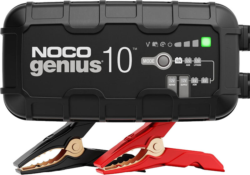 NOCO GENIUS10 10 A Auto- & Motorrad-Akku-Ladegerät, 6 V/12 V Wartungsladegerät & Entkalker für AGM, Lithium LiFePO4 & Start-Stopp-Akkus