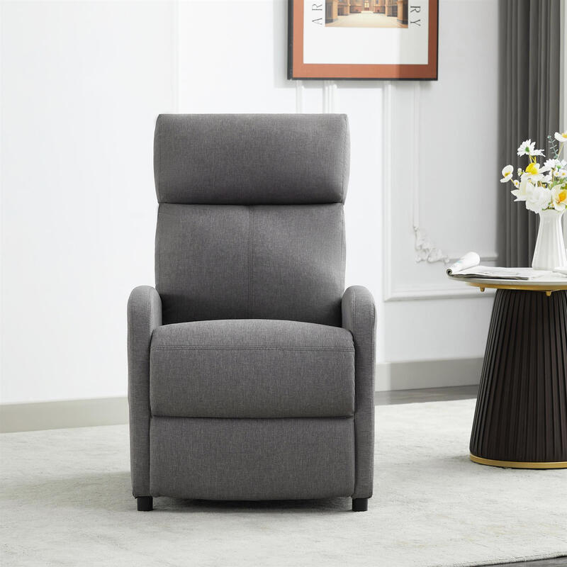 Push Back Recliner Chair, with Lumbar Support, Padded Backrest, Side Pocket and Adjus