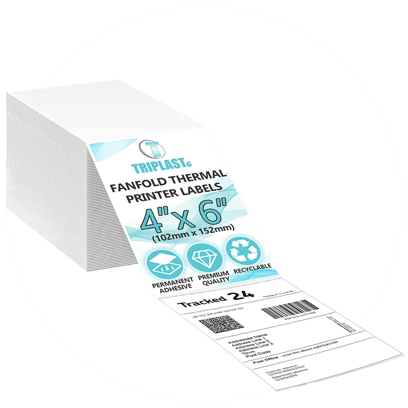 Triplast 250 White Thermal Printer Labels 4x6"