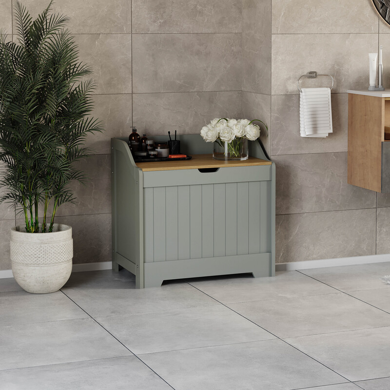 Bath Vida Bathroom Laundry Chest Priano Dove Grey/Oak