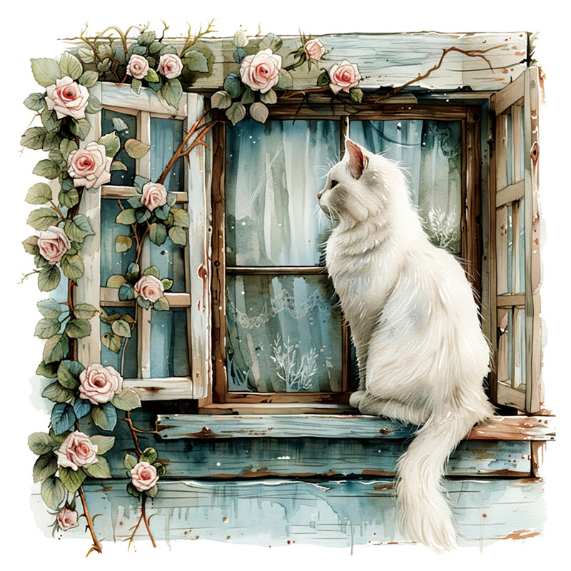 Flower Fake Window Wall Sticker Floral Wall Decals Peel and Stick Vintage Peony Rose