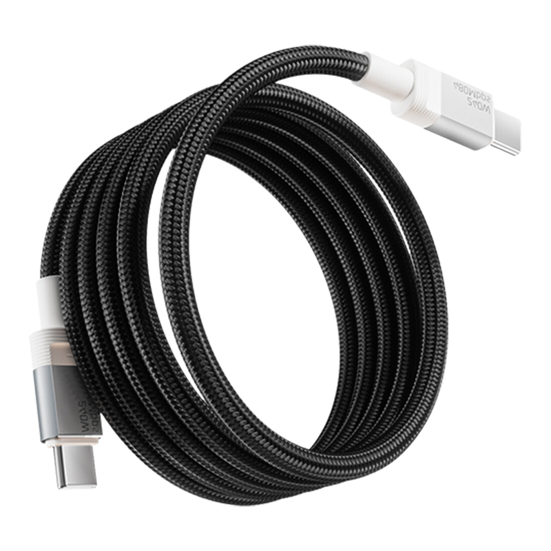 MOVESPEED 240 W USB-C-auf-USB-C-Kabel, 1,2 m 6 A Schnelllade-Magnetkabel, Aluminiumlegierung, 48-fach geflochtenes Nylon, kompatibel mit iPhone 15, Samsung, iPad, USB-C-Geräten, MSC03, schwarz