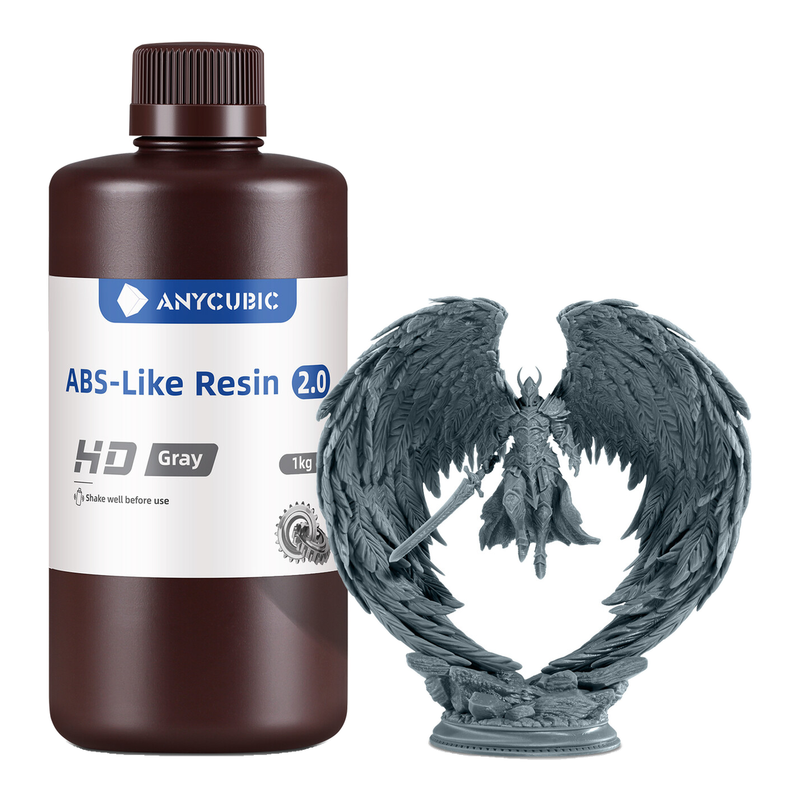 Anycubic ABS-achtige hars 2.0 met hoge sterkte en taaiheid, lage krimp, 3D-printerhars voor LCD/DLP/SLA 3D-printers(HD Grijs, 1 kg)
