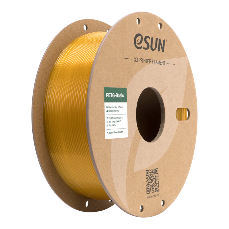 eSUN PETG-Basic Transluzentes Hellorange 3D-Filament 1,75 mm, Hochgeschwindigkeitsdruck, Kosteneffektives Einstiegs-3D-Druckmaterial 1 kg (2,2 lbs) Karton-Spule