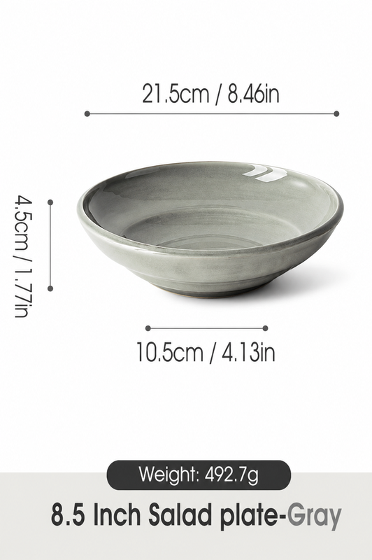 JIWOO Zen 8,5" Suppenteller Glänzend Grau 1 Stück