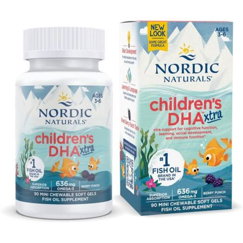 DHA Omega 3 Brain Health for Children DHA Xtra 636 mg Berry Punch - 90 Mini Softgels
