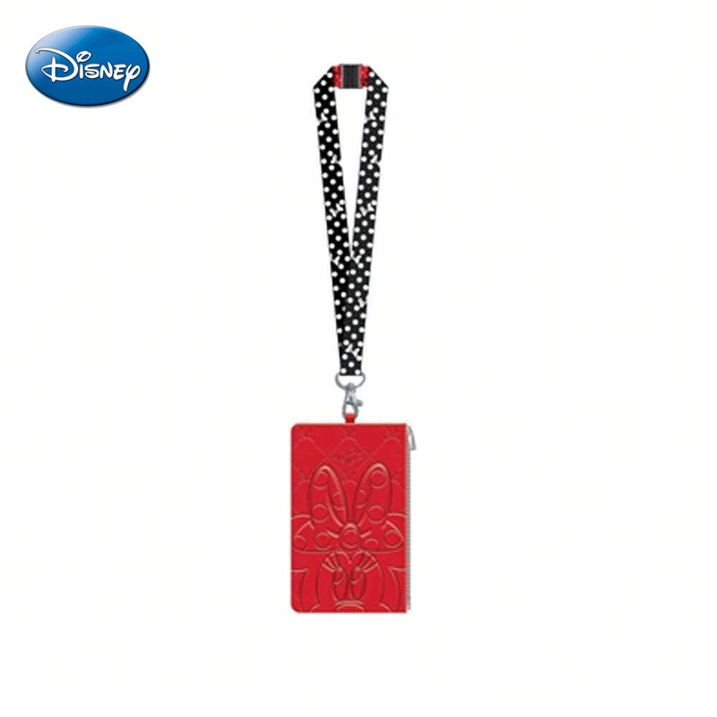 1pc Disney Minnie Mouse Quilted Lanyard Card Wallet Officially Licensed Themed Movies