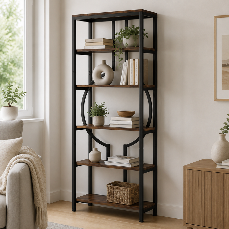 6-stufiges Bücherregal, 180 cm Industrielles Bücherregal Präsentationsregal